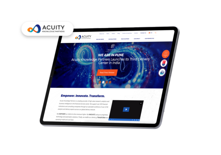 tablet com case de sucesso da Acuity